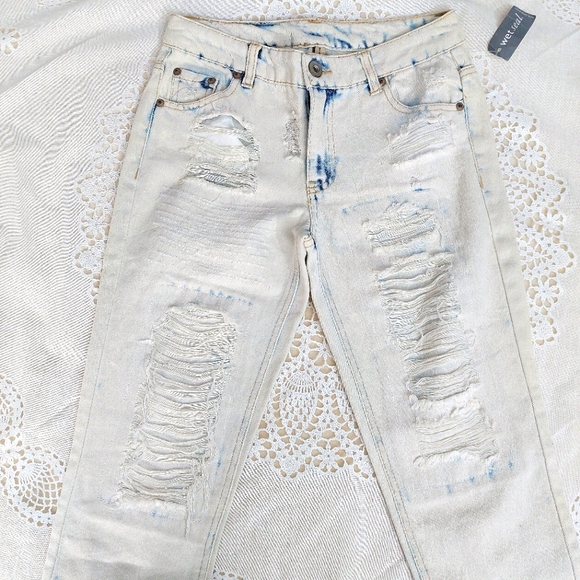 Wet Seal Bleach Distressed Jeans Sz 0 - Picture 6 of 11